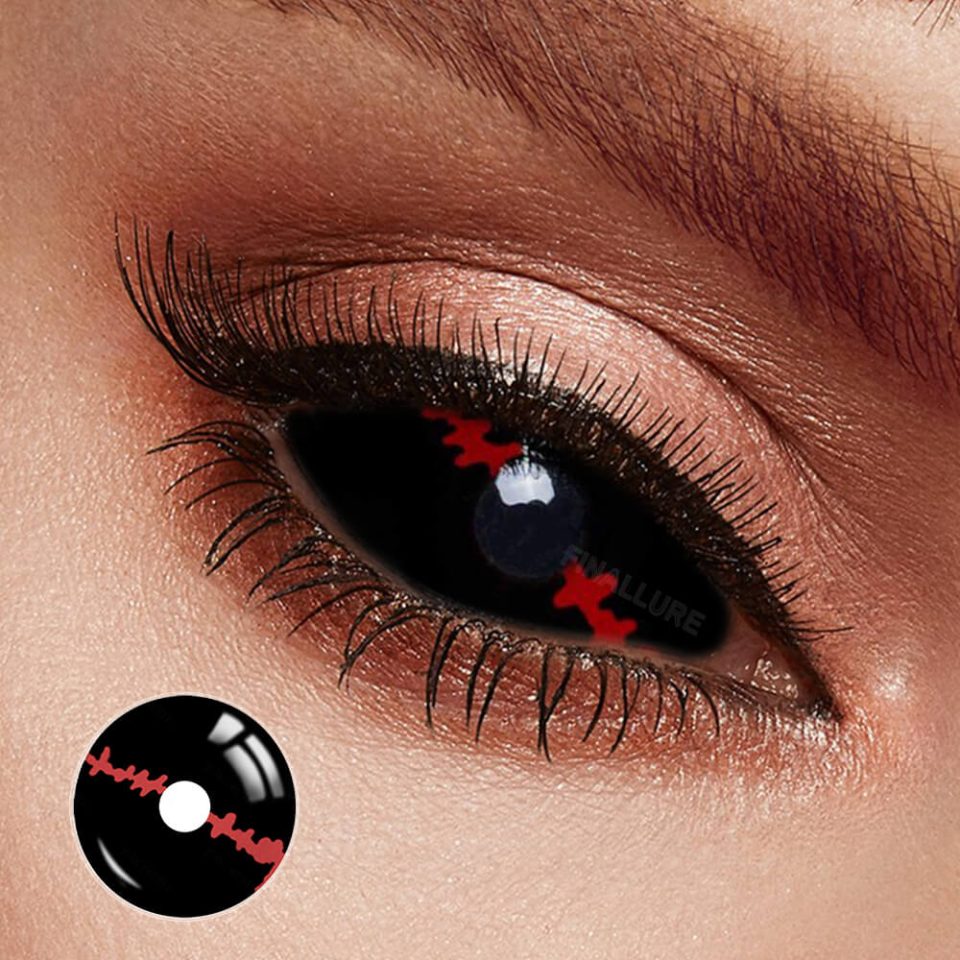 Red ECG Line Black Sclera Contacts